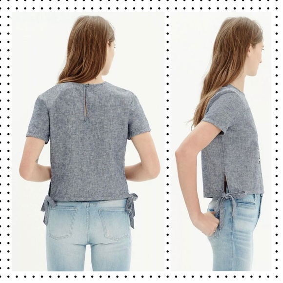 Madewell - Chambray Side-Tie Crop Top M - Picture 4 of 9